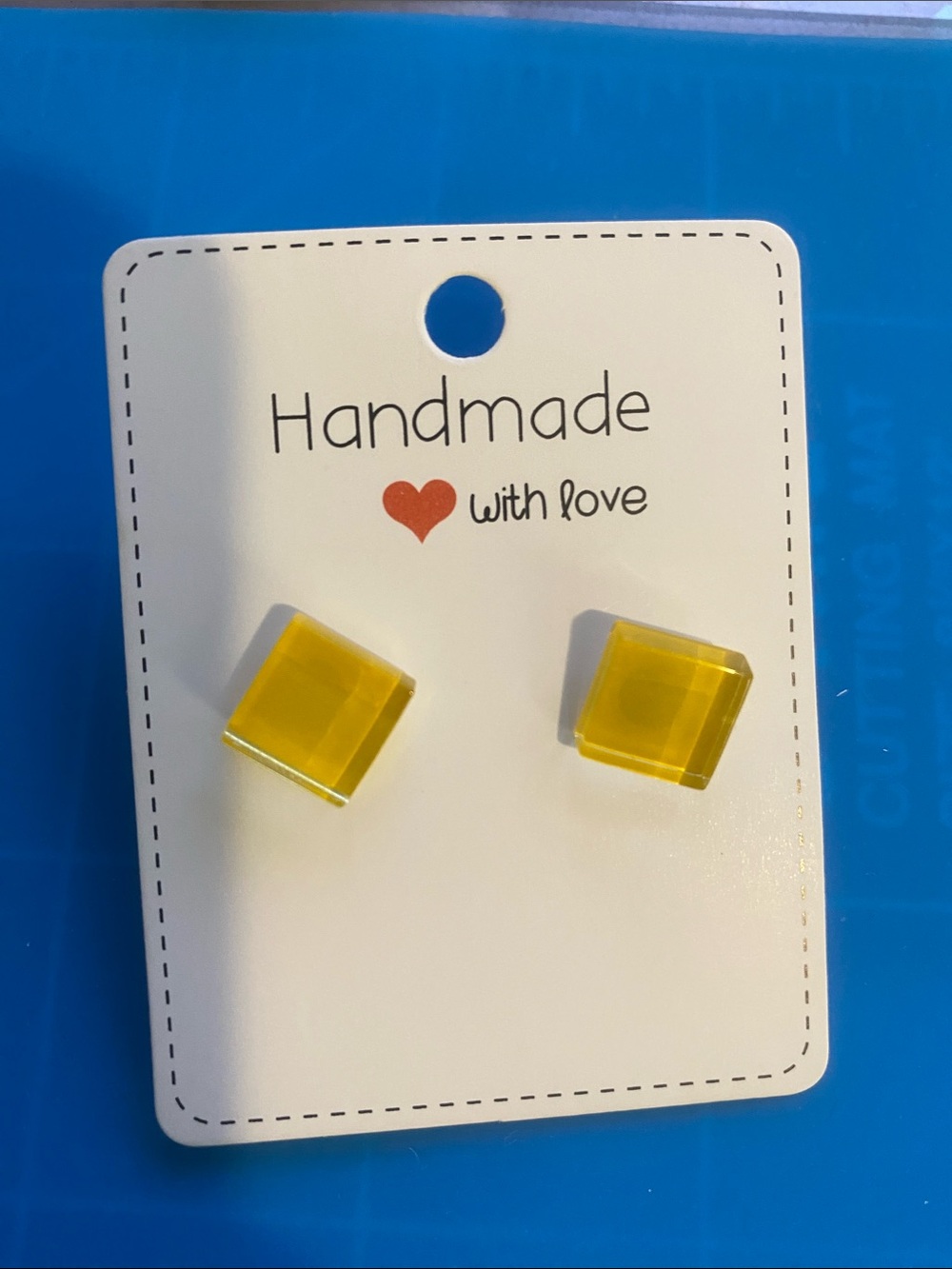 Yellow Square Stud Earrings